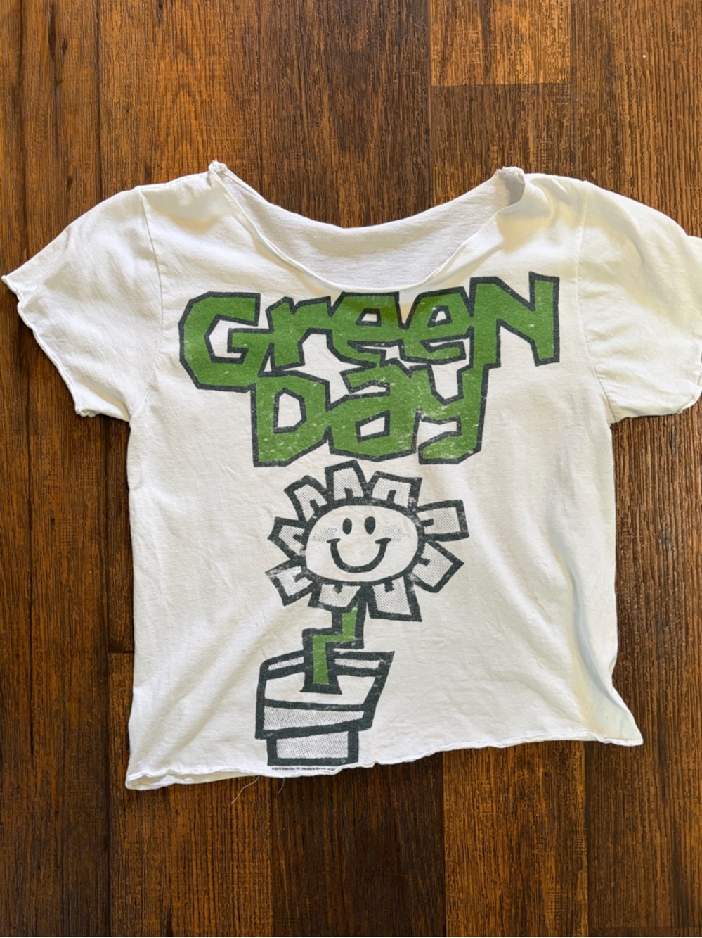 Women's Green Day Baby Doll T-Shirt White Spell-Out NO SIZE 90s Pop Punk Dookie